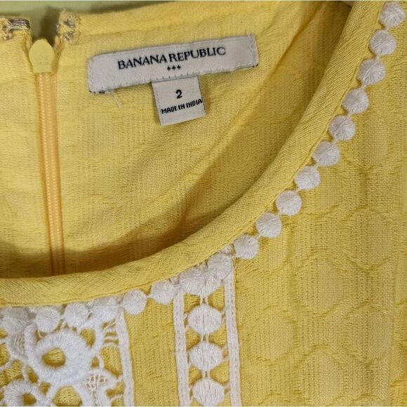 Banana Republic dress yellow lace applique sleeveless short Easter spring 2 - Picture 9 of 11